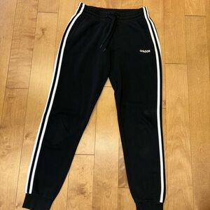Adidas Black Track Pants with White Stripes